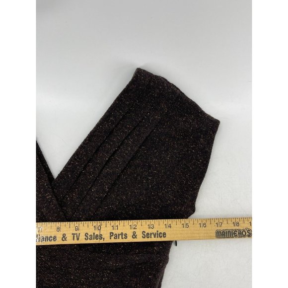 Banana Republic Silk Wool Blend Brown Tweed Sleeveless Pleated Career Dress 4P - Picture 10 of 14